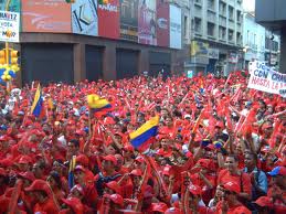 A sea of red at a Chavez rally